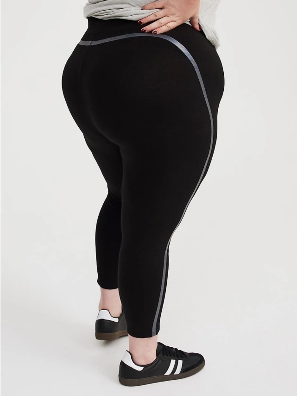 TORRID Black Curvy Leggings with Foil Contrast Side Stripe